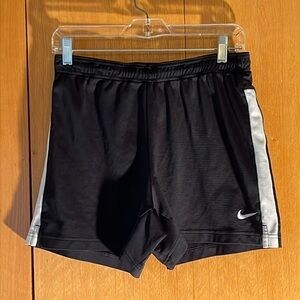 Nike Dri-Fit MED Active 4.25” mesh drawstring elastic Shorts Black white VGUC